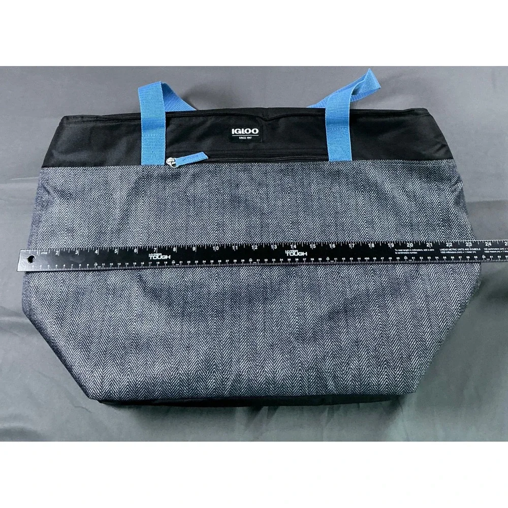 Igloo XL Market Tote Cooler Bag 54 Can Insulated Herringbone Black Artic Haze